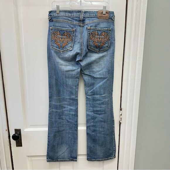 Cowgirl Up thick stitch boot cut denim jeans women's 8 30 x 34 - Picture 2 of 7